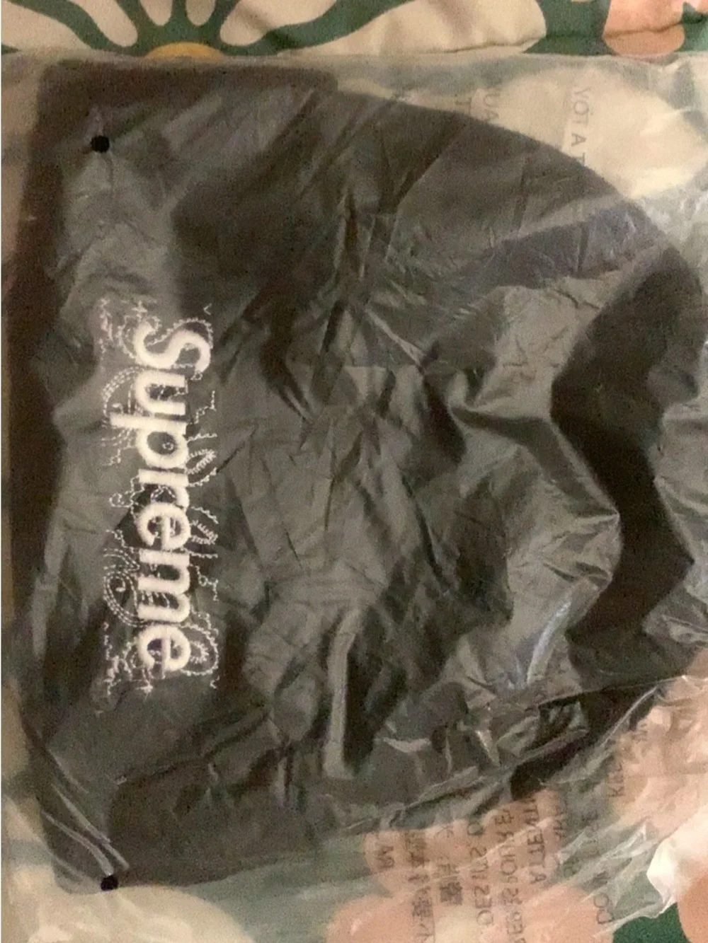 Supreme Black Beanie with White Embroidered Logo